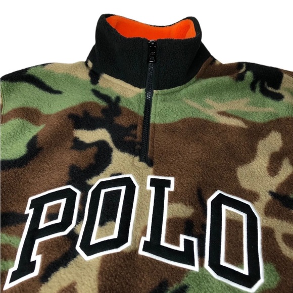 Polo Ralph Lauren Camo Fleece Quarter Zip Pullover Sz S - Picture 3 of 8